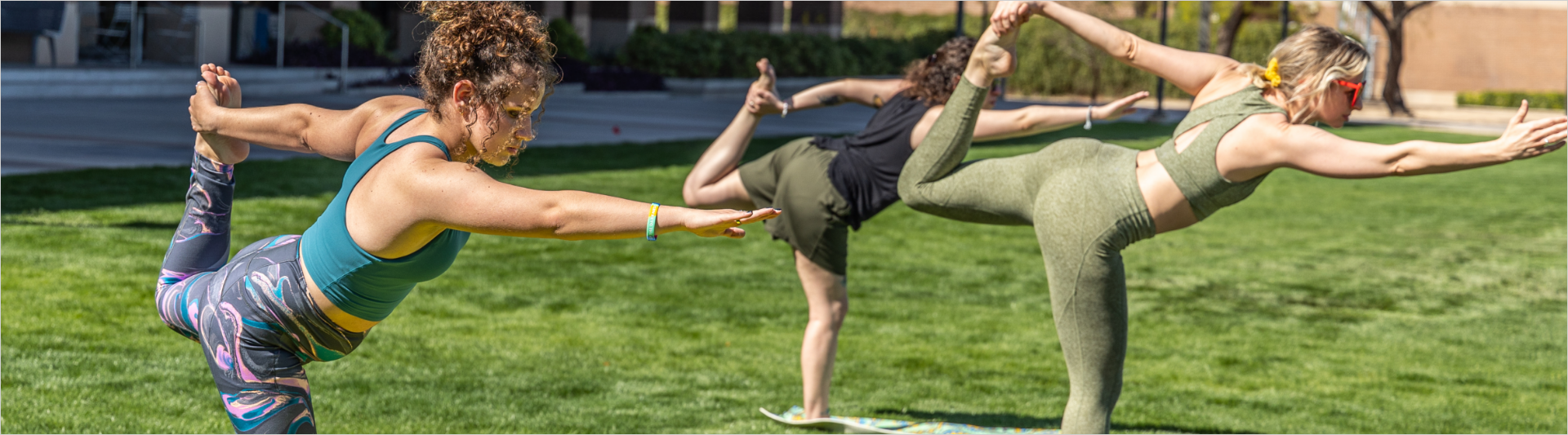 Yoga on the lawn of the West Valley campus